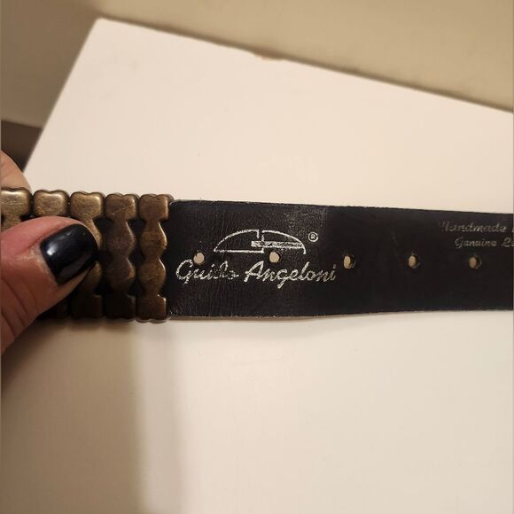 New,Never Worn Guido Angeloni Brass/ Leather w/Swarovski Crystals Belt Sz.L $200 main image 4